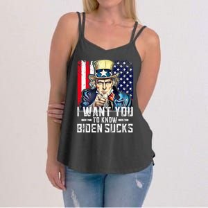 I want you to know Biden sucks - I want you  Women's Strappy Tank