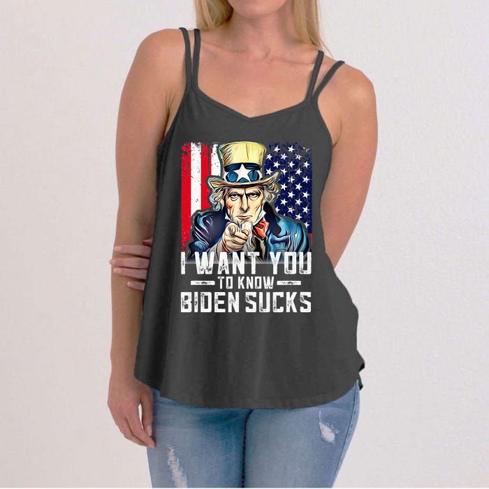 I want you to know Biden sucks - I want you  Women's Strappy Tank