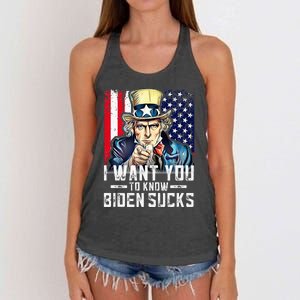 I want you to know Biden sucks - I want you  Women's Knotted Racerback Tank