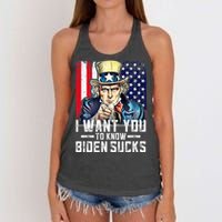 I want you to know Biden sucks - I want you  Women's Knotted Racerback Tank