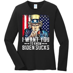 I want you to know Biden sucks - I want you  Ladies Long Sleeve Shirt