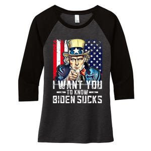 I want you to know Biden sucks - I want you  Women's Tri-Blend 3/4-Sleeve Raglan Shirt