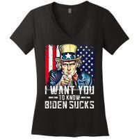 I want you to know Biden sucks - I want you  Women's V-Neck T-Shirt