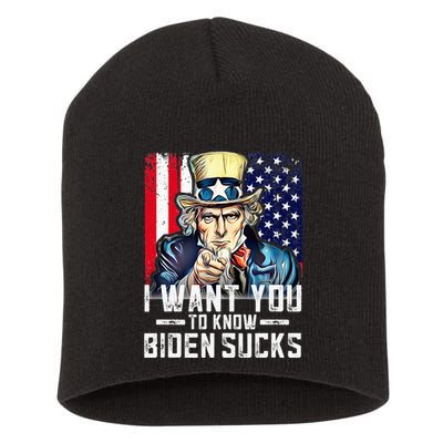 I want you to know Biden sucks - I want you  Short Acrylic Beanie