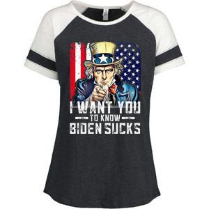 I want you to know Biden sucks - I want you  Enza Ladies Jersey Colorblock Tee