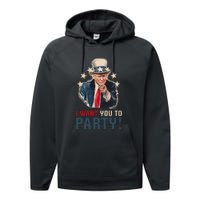 I Want You To Party! 4th Of July Donald Trump patriotic Performance Fleece Hoodie