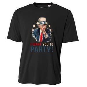 I Want You To Party! 4th Of July Donald Trump patriotic Cooling Performance Crew T-Shirt