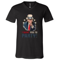 I Want You To Party! 4th Of July Donald Trump patriotic V-Neck T-Shirt