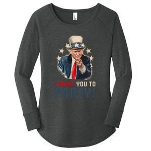 I Want You To Party! 4th Of July Donald Trump patriotic Women's Perfect Tri Tunic Long Sleeve Shirt