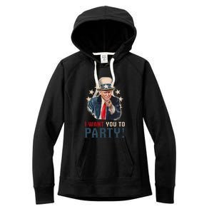 I Want You To Party! 4th Of July Donald Trump patriotic Women's Fleece Hoodie