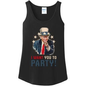 I Want You To Party! 4th Of July Donald Trump patriotic Ladies Essential Tank