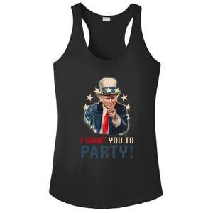 I Want You To Party! 4th Of July Donald Trump patriotic Ladies PosiCharge Competitor Racerback Tank