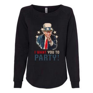 I Want You To Party! 4th Of July Donald Trump patriotic Womens California Wash Sweatshirt