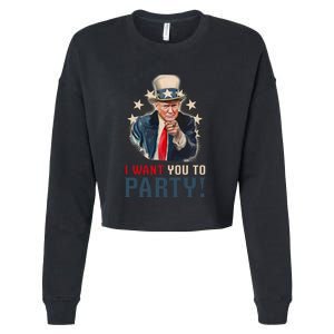 I Want You To Party! 4th Of July Donald Trump patriotic Cropped Pullover Crew