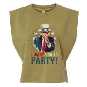 I Want You To Party! 4th Of July Donald Trump patriotic Garment-Dyed Women's Muscle Tee