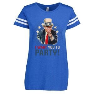 I Want You To Party! 4th Of July Donald Trump patriotic Enza Ladies Jersey Football T-Shirt