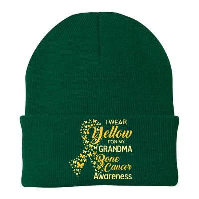 I Wear Yellow For My Grandma Bone Cancer Awareness Knit Cap Winter Beanie