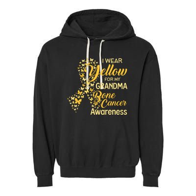 I Wear Yellow For My Grandma Bone Cancer Awareness Garment-Dyed Fleece Hoodie