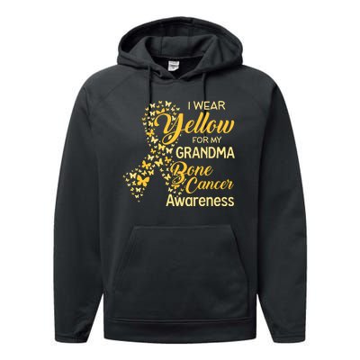 I Wear Yellow For My Grandma Bone Cancer Awareness Performance Fleece Hoodie