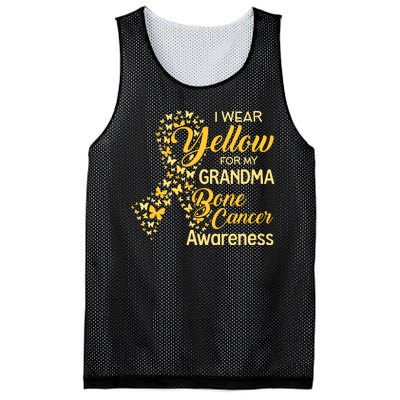 I Wear Yellow For My Grandma Bone Cancer Awareness Mesh Reversible Basketball Jersey Tank