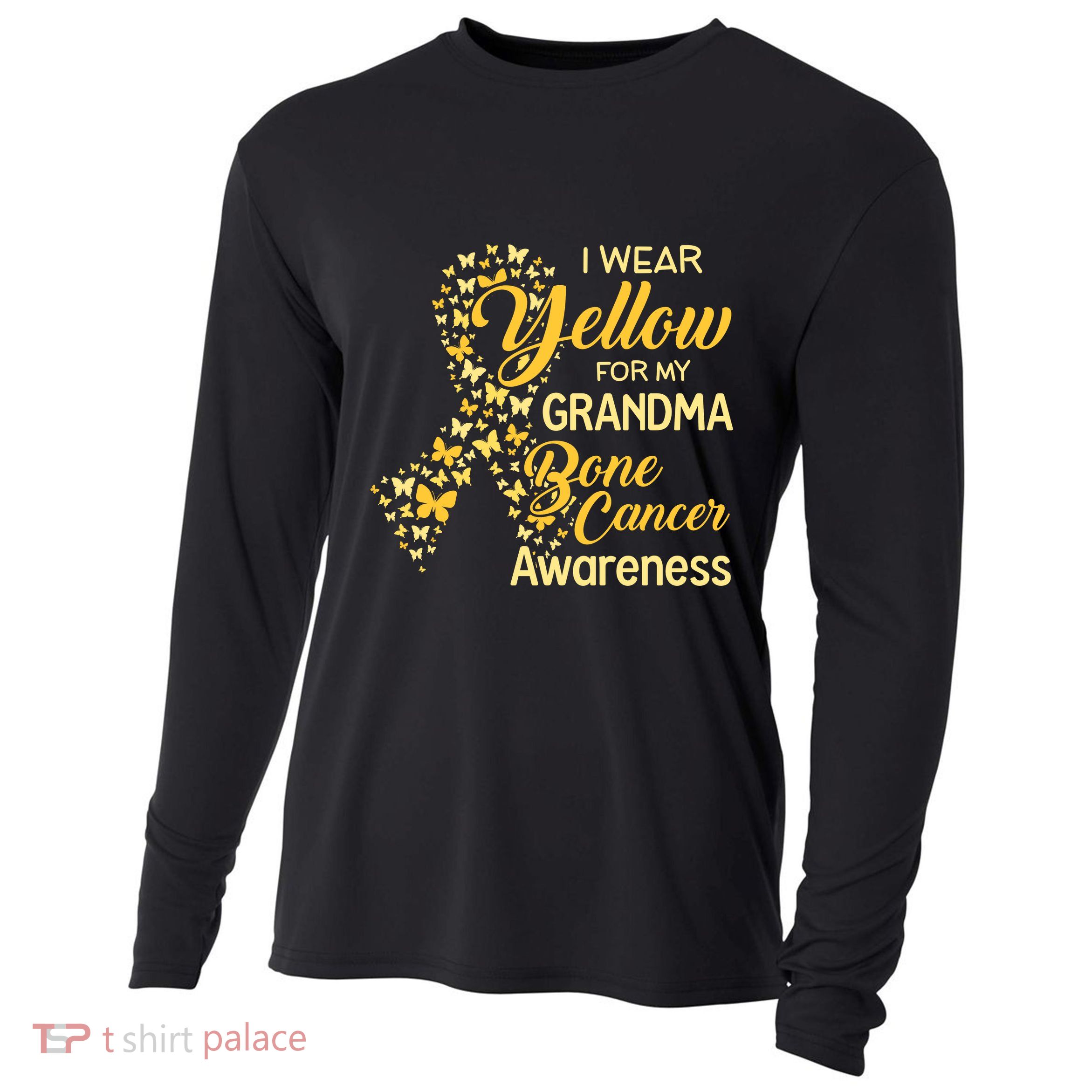 I Wear Yellow For My Grandma Bone Cancer Awareness Cooling Performance Long Sleeve Crew