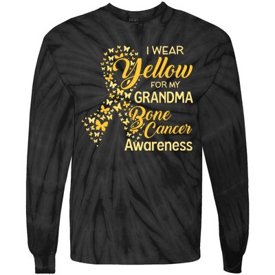 I Wear Yellow For My Grandma Bone Cancer Awareness Tie-Dye Long Sleeve Shirt