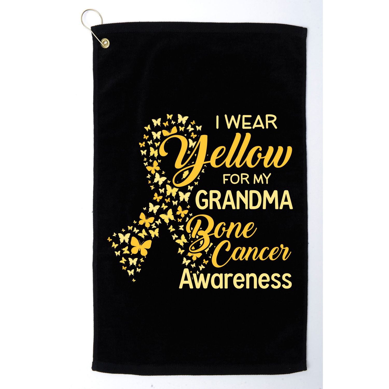 I Wear Yellow For My Grandma Bone Cancer Awareness Golf Towel
