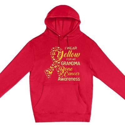 I Wear Yellow For My Grandma Bone Cancer Awareness Premium Pullover Hoodie