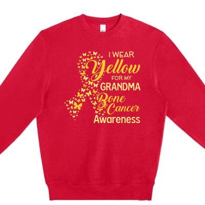 I Wear Yellow For My Grandma Bone Cancer Awareness Premium Crewneck Sweatshirt