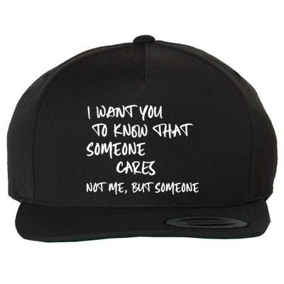 I Want You To Know That Someone Cares Not Me But Someone Funny Wool Snapback Cap