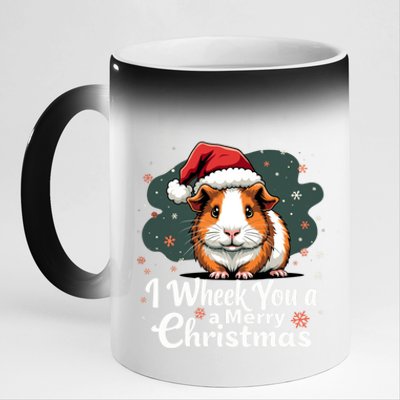 I Wheek You A Merry Christmas Cute Guinea Pigg Pigmas 11oz Black Color Changing Mug