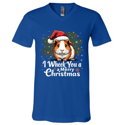 I Wheek You A Merry Christmas Cute Guinea Pigg Pigmas V-Neck T-Shirt