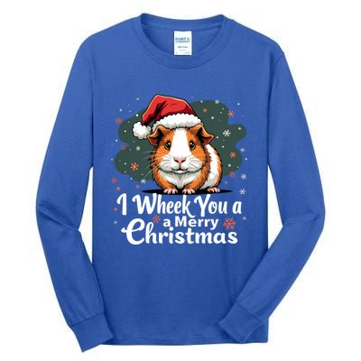 I Wheek You A Merry Christmas Cute Guinea Pigg Pigmas Tall Long Sleeve T-Shirt