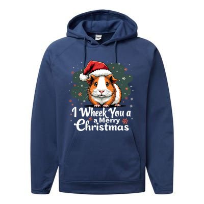 I Wheek You A Merry Christmas Cute Guinea Pigg Pigmas Performance Fleece Hoodie