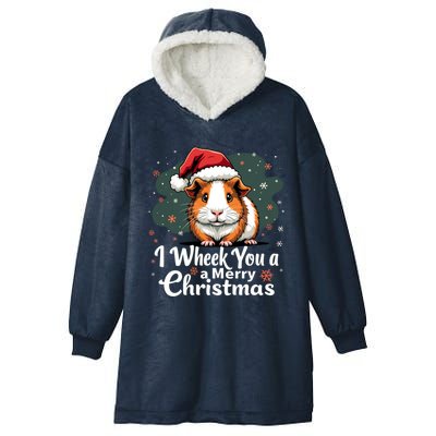 I Wheek You A Merry Christmas Cute Guinea Pigg Pigmas Hooded Wearable Blanket