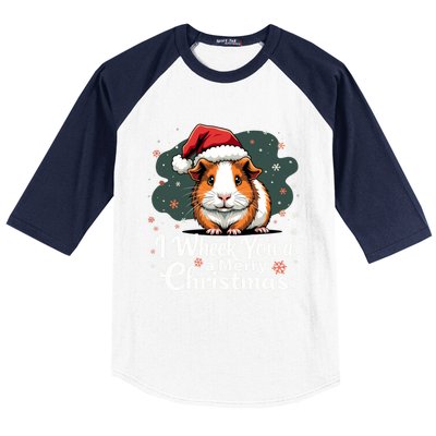 I Wheek You A Merry Christmas Cute Guinea Pigg Pigmas Baseball Sleeve Shirt