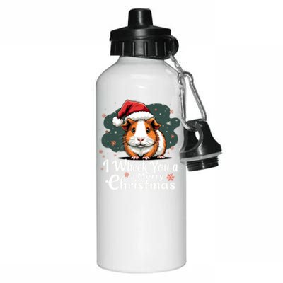 I Wheek You A Merry Christmas Cute Guinea Pigg Pigmas Aluminum Water Bottle