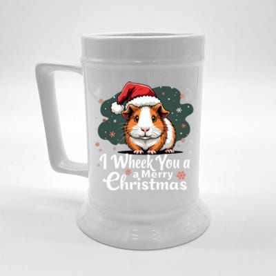 I Wheek You A Merry Christmas Cute Guinea Pigg Pigmas Beer Stein