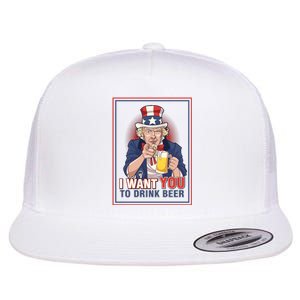 I Want You To Drink Beer Flat Bill Trucker Hat