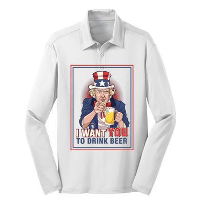 I Want You To Drink Beer Silk Touch Performance Long Sleeve Polo