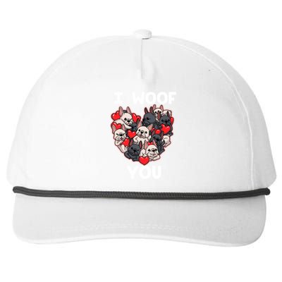 I Woof You French Bulldog Frenchie Valentines Day Meaningful Gift Great Gift Snapback Five-Panel Rope Hat