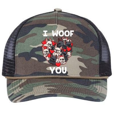 I Woof You French Bulldog Frenchie Valentines Day Meaningful Gift Great Gift Retro Rope Trucker Hat Cap