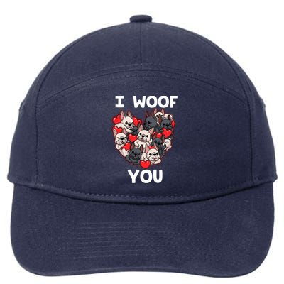 I Woof You French Bulldog Frenchie Valentines Day Meaningful Gift Great Gift 7-Panel Snapback Hat