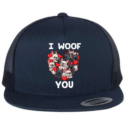 I Woof You French Bulldog Frenchie Valentines Day Meaningful Gift Great Gift Flat Bill Trucker Hat