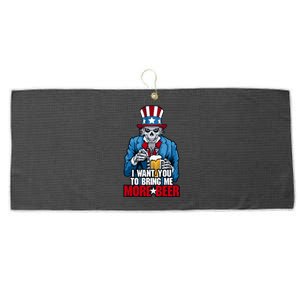 I Want You To Bring Me More Beer 4th Of July Uncle Sam Skull Cute Gift Large Microfiber Waffle Golf Towel