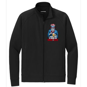 I Want You To Bring Me More Beer 4th Of July Uncle Sam Skull Cute Gift Stretch Full-Zip Cadet Jacket