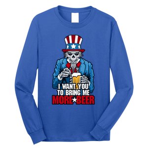 I Want You To Bring Me More Beer 4th Of July Uncle Sam Skull Cute Gift Long Sleeve Shirt