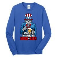 I Want You To Bring Me More Beer 4th Of July Uncle Sam Skull Cute Gift Tall Long Sleeve T-Shirt