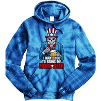 I Want You To Bring Me More Beer 4th Of July Uncle Sam Skull Cute Gift Tie Dye Hoodie