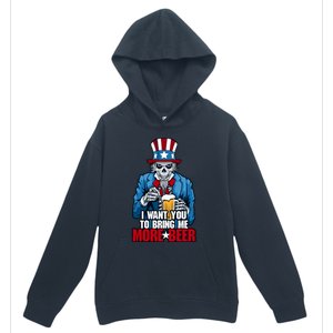 I Want You To Bring Me More Beer 4th Of July Uncle Sam Skull Cute Gift Urban Pullover Hoodie